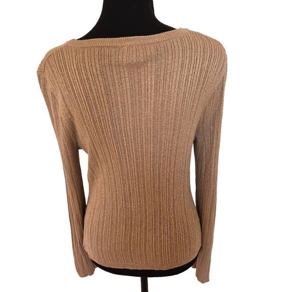 Cupio Womens Long Sleeve Pull Over Shiny Gold Sweater Large - Picture 5 of 10